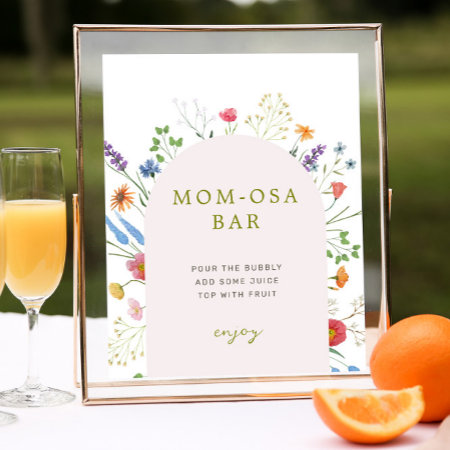 Colorful Wildflower Baby Shower Momosa Bar Sign