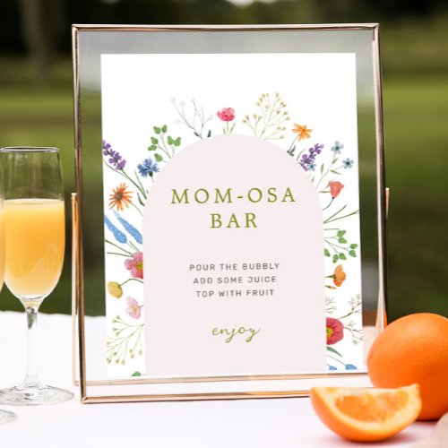 Colorful Wildflower Baby Shower Momosa Bar Sign