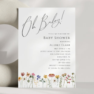 Colorful Wildflower Baby Shower Oh Baby!  Invitation