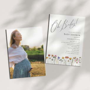 Colorful Wildflower Baby Shower Oh Baby! Photo Invitation