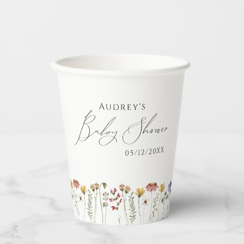 Colorful Wildflower Baby Shower Paper Cups