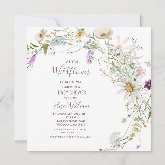 Colorful Wildflower Baby Shower Party  Invitation (Front)