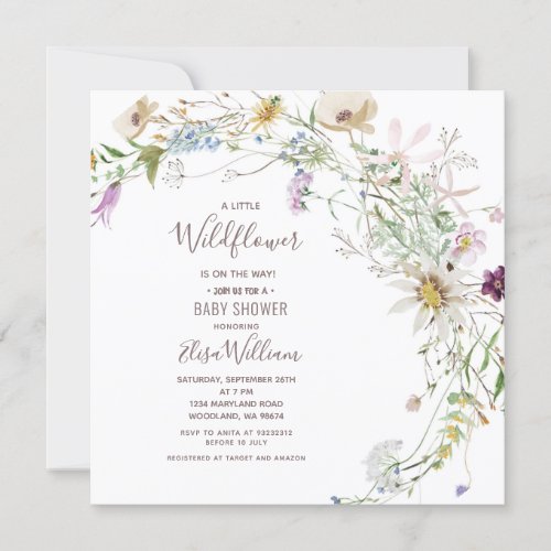 Colorful Wildflower Baby Shower Party  Invitation