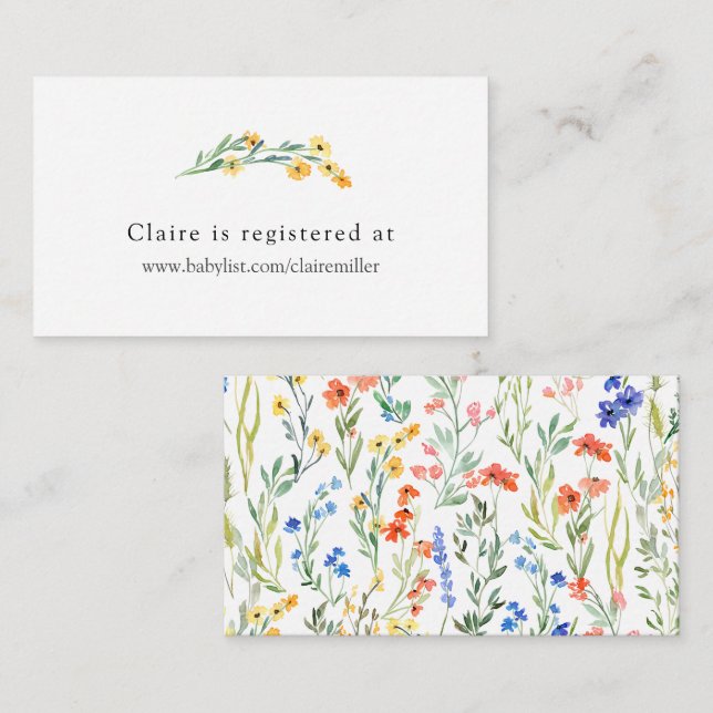 Colorful Wildflower Baby Shower Registry Enclosure Card (Front/Back)