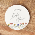 Colorful Wildflower Baby Shower Round Paper Coaster<br><div class="desc">This colorful wildflower baby shower round paper coaster is perfect for your simple, whimsical, boho rainbow summer baby shower. The bright, enchanted pink, yellow, orange, and gold color florals give this product the feel of a minimalist, elegant, vintage hippie spring garden. The modern design is artsy and delicate, portraying a...</div>