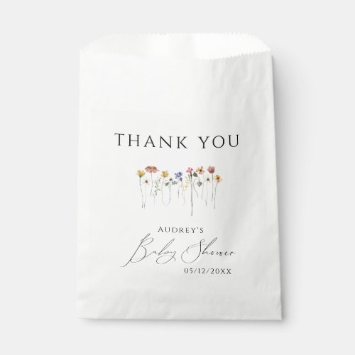 Colorful Wildflower Baby shower Thank You Favor Bag