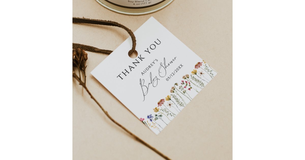 Colorful Wildflower Baby Shower Thank You Favor Tags | Zazzle