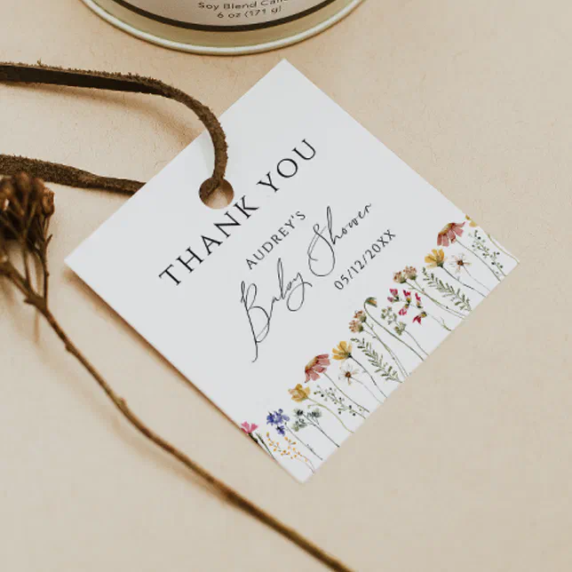 Colorful Wildflower Baby Shower Thank You Favor Tags | Zazzle