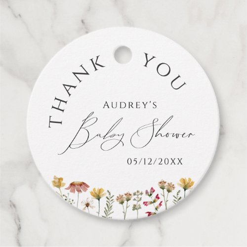 Colorful Wildflower Baby Shower Thank You Round Favor Tags