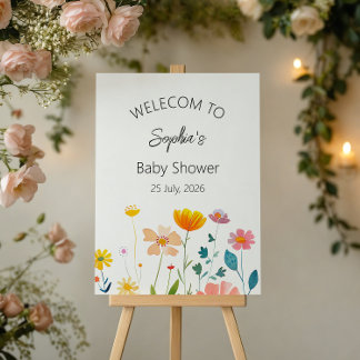 Colorful Wildflower Baby Shower Welcome - Custom Foam Board