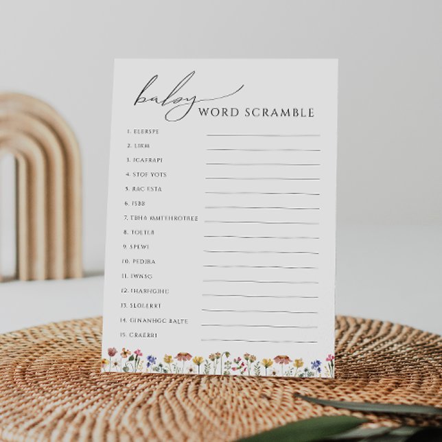 Colorful Wildflower Baby Word Scramble Card (Creator Uploaded)