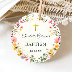 Colorful Wildflower Baptism Favor Tags