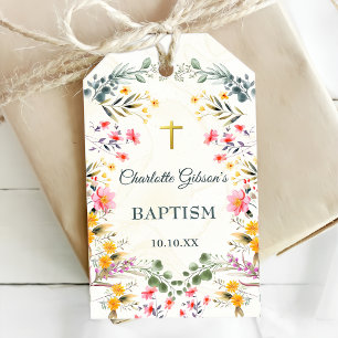 Colorful Wildflower Baptism Gift Tags