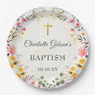 Colorful Wildflower Baptism Paper Plates