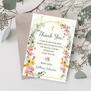 Colorful Wildflower Baptism Thank You Card