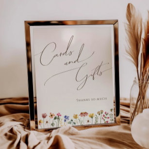 Colorful Wildflower   Beige Cards and Gifts Sign