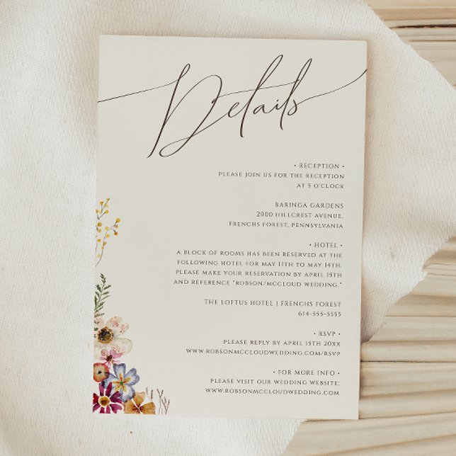 Colorful Wildflower | Beige Garden Details Enclosure Card (Creator Uploaded)