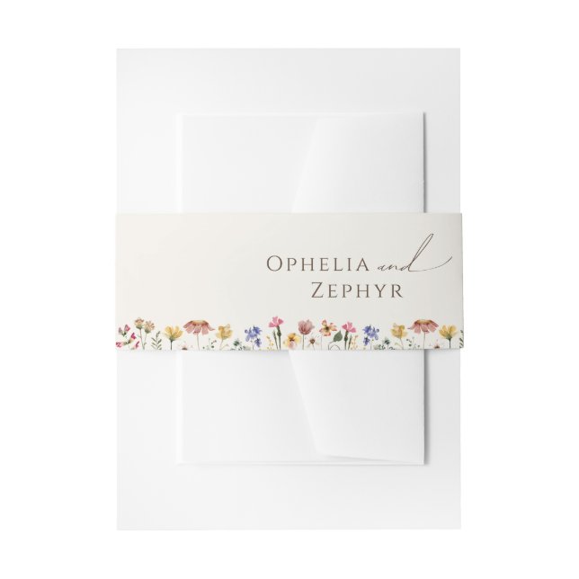 Colorful Wildflower | Beige Invitation Belly Band (Front Example)