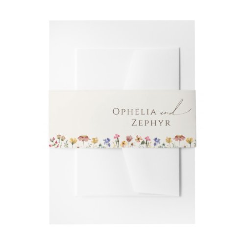 Colorful Wildflower  Beige Invitation Belly Band