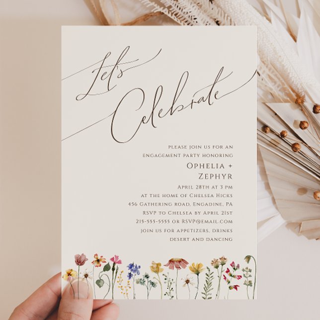 Colorful Wildflower | Beige Let's Celebrate Invitation (Creator Uploaded)