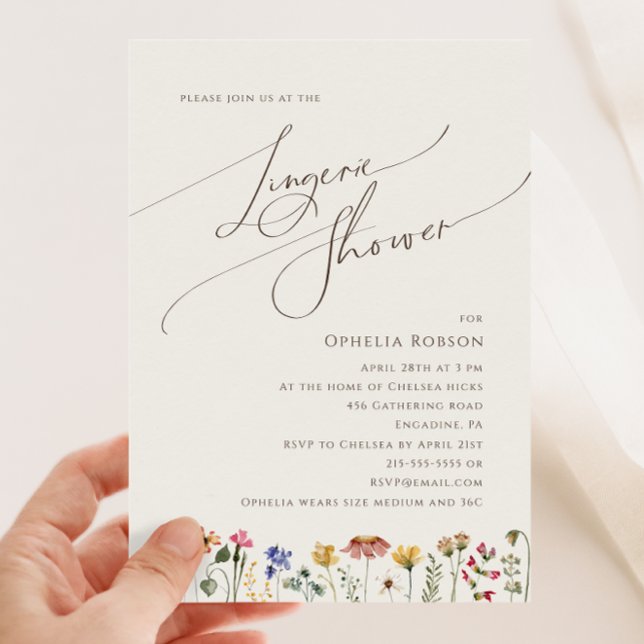 Colorful Wildflower | Beige Lingerie Shower Invitation (Creator Uploaded)