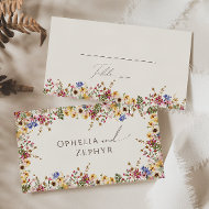 Colorful Wildflower   Beige Meadow Flat Wedding Place Card