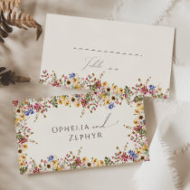 Colorful Wildflower | Beige Meadow Flat Wedding Place Card