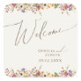 Colorful Wildflower | Beige Meadow Wedding Welcome Square Sticker