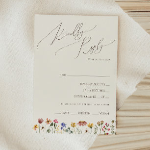 Colorful Wildflower Beige Menu Choice RSVP Card