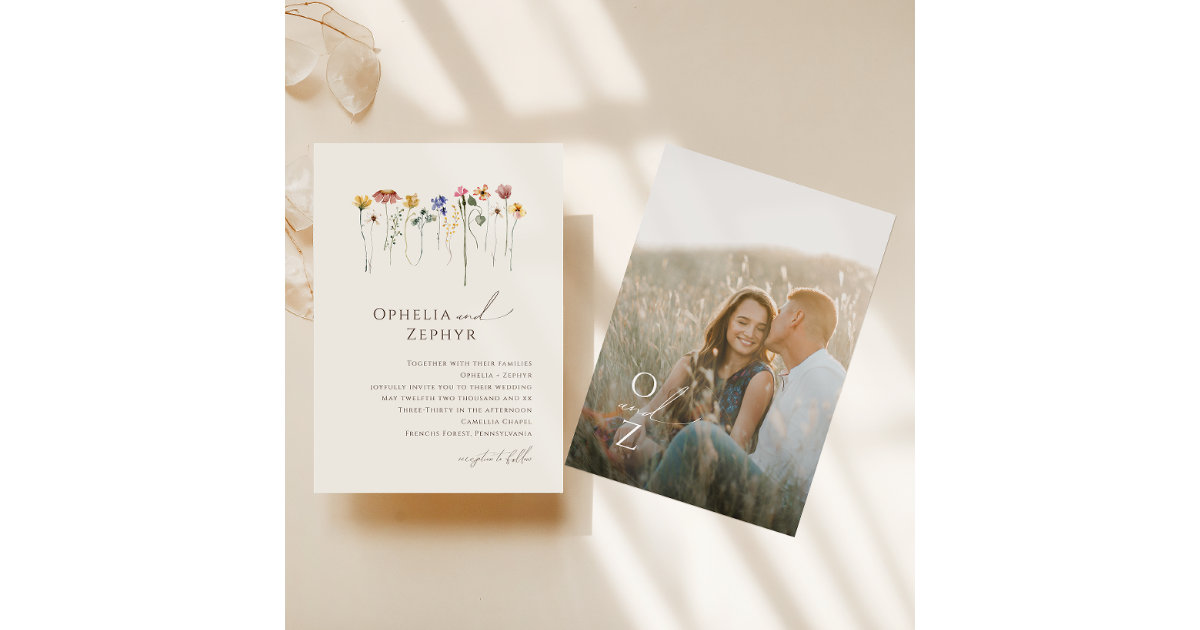 Wedding Invitations - The Ophelia Suite - Minimal Floral Monogram
