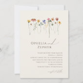 Colorful Wildflower Beige Monogram Photo Wedding   Invitation (Front)