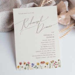 Colorful Wildflower | Beige Rehearsal Dinner Invitation