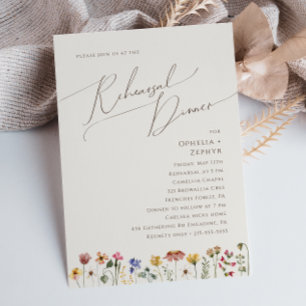 Colorful Wildflower   Beige Rehearsal Dinner Invitation