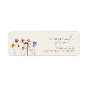 Colorful Wildflower Beige Return Address Label