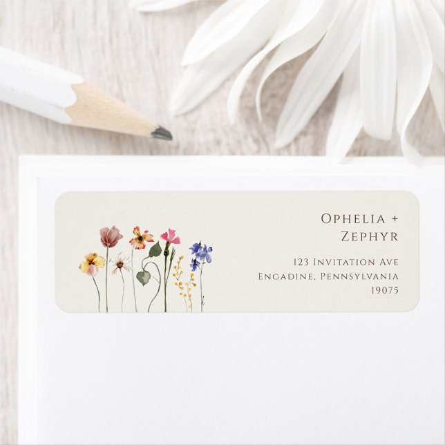Colorful Wildflower | Beige Return Address Label (Creator Uploaded)
