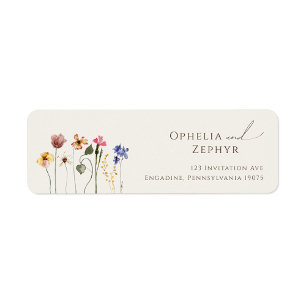 Colorful Wildflower Beige Return Address Label