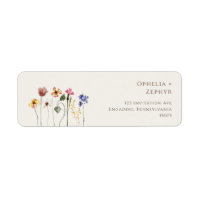 Colorful Wildflower | Beige Return Address Label