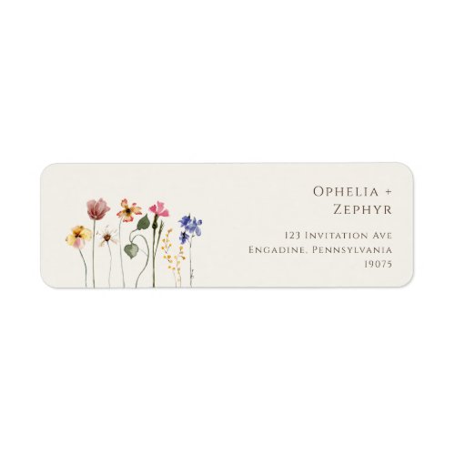 Colorful Wildflower  Beige Return Address Label