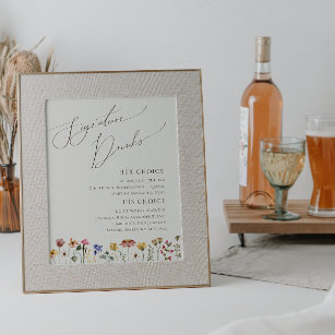 Colorful Wildflower   Beige Signature Drinks Sign