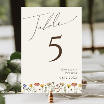 Colorful Wildflower | Beige Table Number by SongbirdandSage at Zazzle