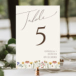 Colorful Wildflower | Beige Table Number<br><div class="desc">This colorful wildflower | beige table number is perfect for your simple, whimsical boho rainbow summer wedding. The bright, enchanted pink, yellow, orange, and gold color florals give this product the feel of a minimalist elegant vintage hippie spring garden. The modern design is artsy and delicate, portraying a classic earthy...</div>