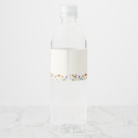 Colorful Wildflower, Beige Water Bottle Label