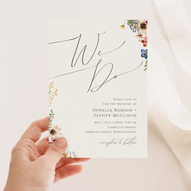 Colorful Wildflower | Beige We Do Wedding Invitation (Creator Uploaded)