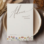 Colorful Wildflower | Beige Wedding Advice Card<br><div class="desc">This colorful wildflower | beige wedding advice card is perfect for your simple, whimsical boho rainbow summer wedding. The bright, enchanted pink, yellow, orange, and gold color florals give this product the feel of a minimalist elegant vintage hippie spring garden. The modern design is artsy and delicate, portraying a classic...</div>
