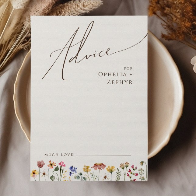 Colorful Wildflower | Beige Wedding Advice Card (Creator Uploaded)