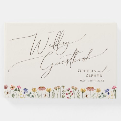 Colorful Wildflower | Beige Wedding Guestbook