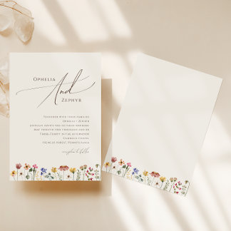 Colorful Wildflower | Beige Wedding Invitation