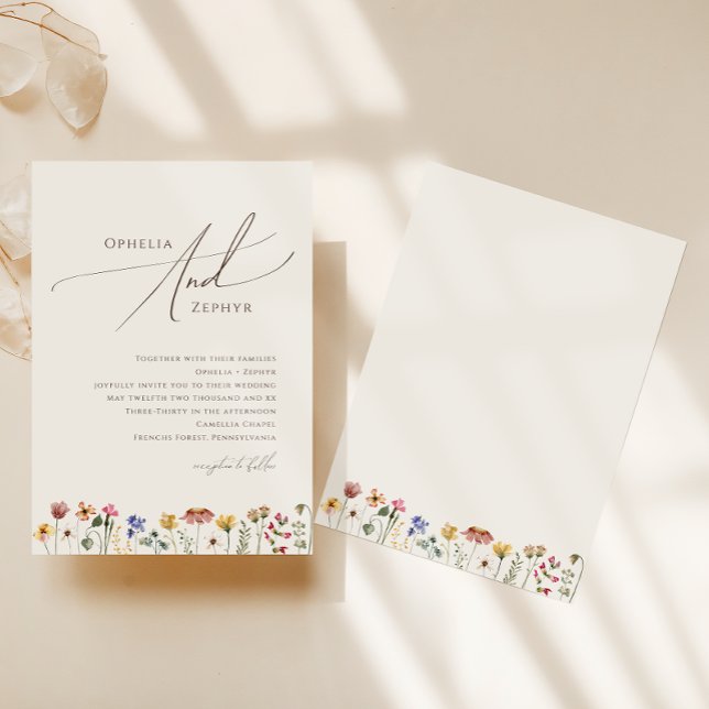Colorful Wildflower | Beige Wedding Invitation (Creator Uploaded)