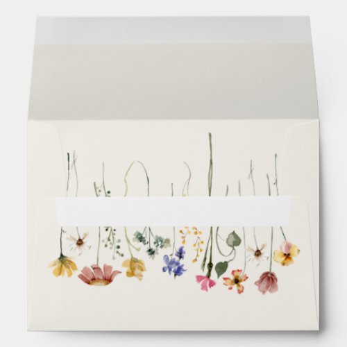 Colorful Wildflower  Beige Wedding Invitation Env Envelope