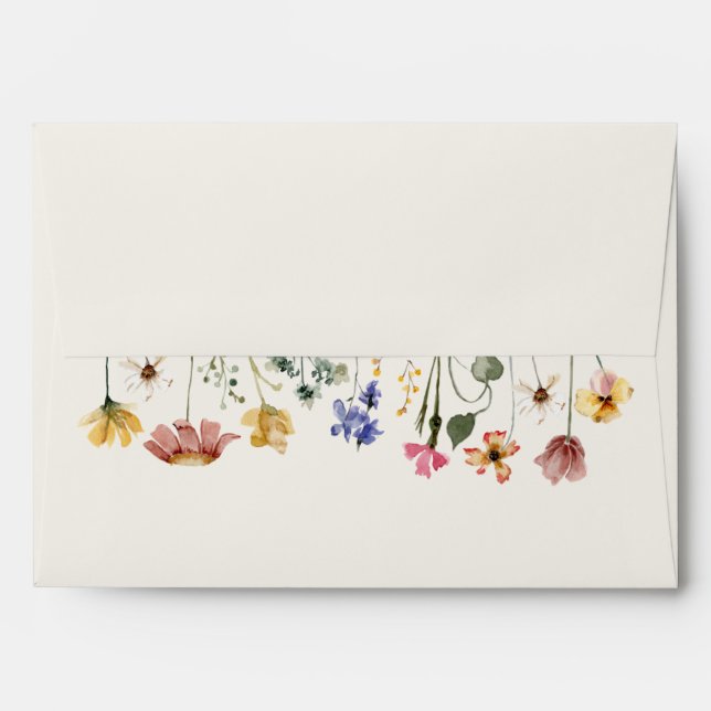 Colorful Wildflower | Beige Wedding Invitation Env Envelope (Back (Top Flap))